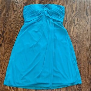 David's Bridal Blue Strapless Cocktail Dress